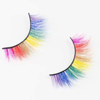 China 2020 new natural soft special rainbow purple green blue yellow orange red mink eyelash for sale