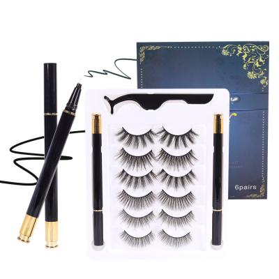 China Manufacturer 3D 5D False Eyelash Natural Soft Wholesale False Mink Magic Adhesive Eyeliner Pencil Eyelash Stick Free Lashes Suit for sale