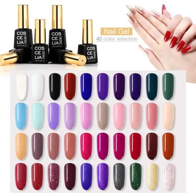 China Nail Art Gel Professional 40Pcs Soft Shiny Semi Permanent Nail Gel 8ml Finger Nail+foot Nail Polish Set for sale