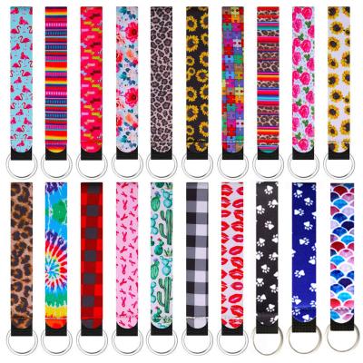 China Europe and America Bottles Keychain Holder Lanyard Hand Wrist Lanyard Keychain 1000 Styles Neoprene Bracelet Wrist Strap Key Chain For Women Girls for sale