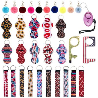 China Europe And America Bottles Key Chain Holder Bracelet Lanyard Chapstick Holders Door Opener Bottled Lipstick Protective Cases Cover Balm Bracelet Pom Pom Balls Touchless Door Opener for sale