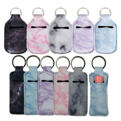 China Europe and America Bottles Wholesale CUSTOM High Quality Bottled Holders Lanyard Marble Neoprene Lip Balm Lip Balm Stick Hand Sanitizer Key Chain Holder Bracelet Holder main chain for sale