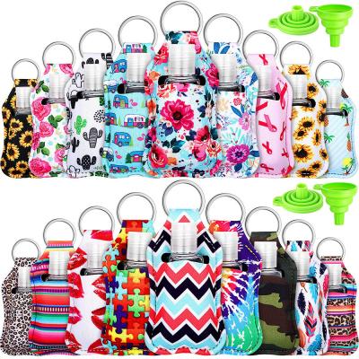 China Europe and America Bottles Wristband 30ml Refillable Lanyard Silicone Funnel Empty Travel Bottle Hand Sanitizer Key Chain Holder Set 1 Bottle Container Funnel Key Chain Holder Wristband ounce for sale