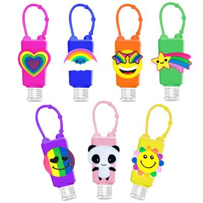 China Europe And America Bottled Holder Wristband Lanyard 30Ml Cartoon Hand Sanitizer Silicone Chain Holder With Refillable Head Chain Holder For Shampoo Body Than Soap Lotion of washing dispense for sale