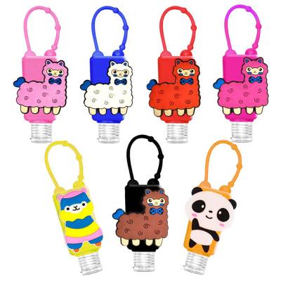 China Europe And America Bottles Key Chain Holder Lanyard 2021 Gel 30ml Bottle Hand Sanitizer Holder With Silicone Alpaca Panda Holder Keychains for sale