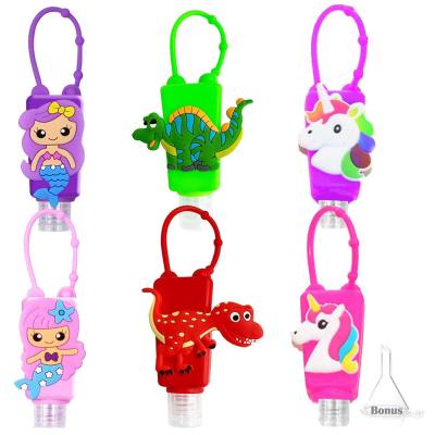 China Europe And America Bottles Key Chain Holder Wristband Lanyard Mermaid Dinosaur Unicorn Kids Empty Hand Sanitizer Holder Chain Carrier Travel Bottles 30ML 1OZ Bottle for sale