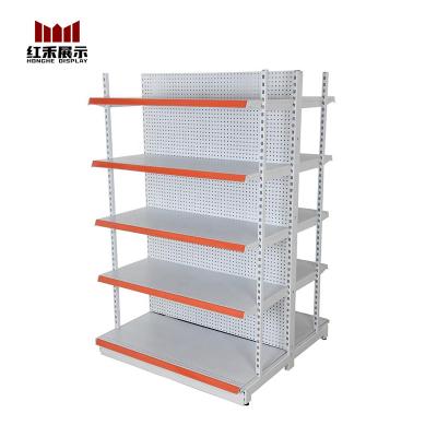 China Hong He High Quality Double Sided Price Supermarket Display Rack Cheap Metal Goods Supermarket Shelves, Grocery Shelf Grocery Rack for sale