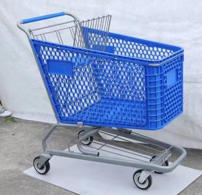 China Unfolding Plastic Supermarket Trolley And Retail Store Used 130 Liter Trolley Shopping Trolleys for sale