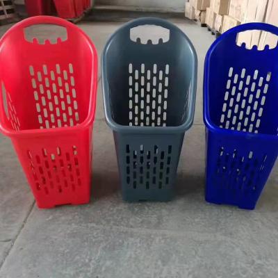 China Rolling Shopping Baskets PP Hand Snacks Basket Plastic Supermarket Basket for sale