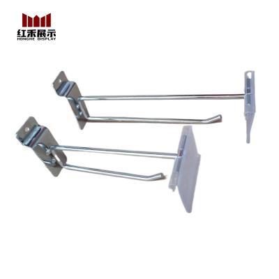 China Supermaket Hong He Slatwall Hooks Metal Hook Chrome Peg Slat Wall Retail Display with price tag for sale