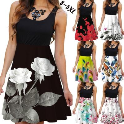 China Mini Casual Dress Black Top Multi Skirts Anti-static Multi Options Wild Printed Summer Dresses 2021 for sale