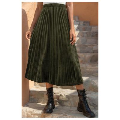 China Elegant Spring A Line Plus Size Velvet Women Casual Skirts Womens High Elastic Skirt for sale