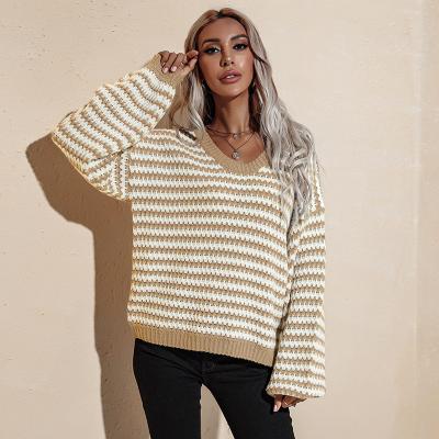 China Autumn And Winter Ladies Anti-pilling V-Neckline Loose Knit Sweater And Sweater For Women Oversized Causal Sweaters Knitted Coat for sale