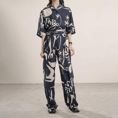 China 2021 spring summer print anti-shrink leisure casual decline shirt + short sleeve long pants collar suits sets for sale