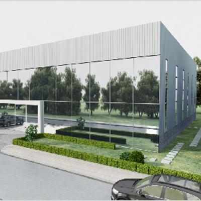 China Steel Fabricated House Color Coated Steel Structure Sheets 4s Prefab Car Showroom zu verkaufen