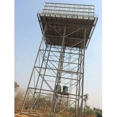 China 1.22*1.22m High Galvanized Frame Water Tank 12m High Elevated Steel Tower Galvanized Steel Water Tank for sale