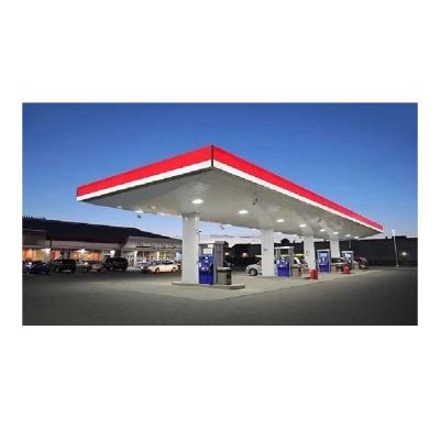 China Steel Fabricated Prefab House Gas Station Gas Station Canopy Manufacturer for sale