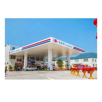 China Steel Fabricated Steel House Gas Station Pylon Sign For Gas Station Canopy Steel Structure Building Gas Station for sale