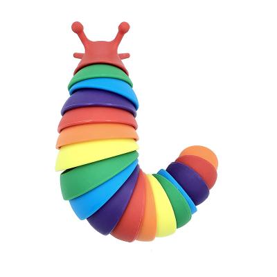 China Hot Kids PP Tiktok Slug Toys Rainbow Lure Slug Sensory Trap Stimulator Jointing Hearing Slug Stim Decompression Toy for sale