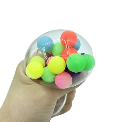 China Hot Sale Promotion TPR Squeeze Toys Easter Stir Toy Rainbow Water Beads Grape Strain Balls For Kids for sale