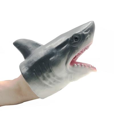 China Wholesale Custom Made PVC Soft Plastic Big Shark Factory CXL Hand Finger Puppet Animal Toy For Children 14*9*16CM for sale