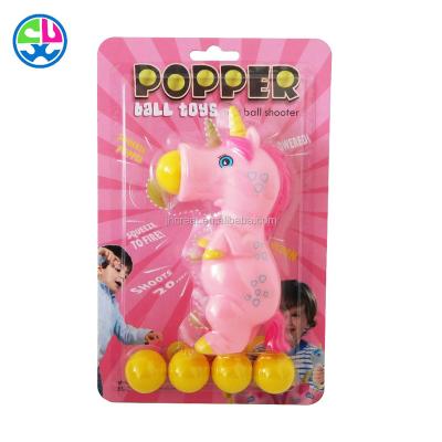 China Newest Design Wholesale Unicorn Poppers Shoot Foam Ball Every Day Funny Animal Toys Squeeze Person Kids Outdoor Pneumatic Shooter for sale