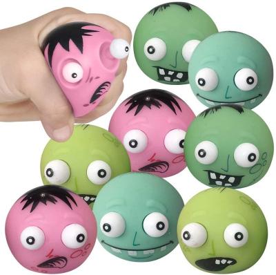 China Pop Out Eyes Halloween Gifts And Non-Candy Supplies Fun Squeeze Squeeze Toys For Kids Zombie With Pop Out Eyes for sale