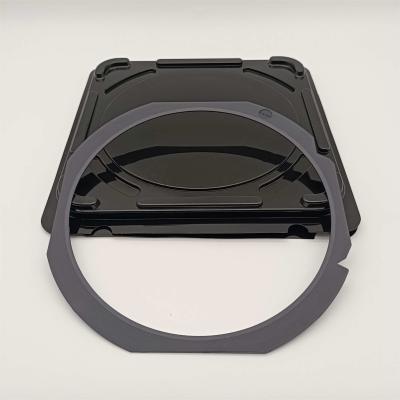 China Black Plastic Frame Single Wafer Shipper With Flex Frame And Blue Film For Protection And Storage for sale