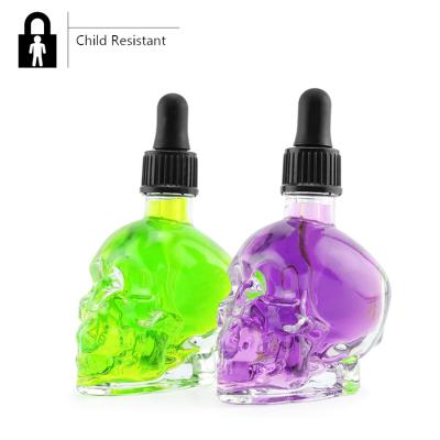 China Custom Skull Glass Bottle Master Dispensing Dropper With Cap Child Safe Kid Resistant Tincture Bottles With Droppers 1 for sale