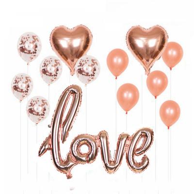 China Toy Amazon Love Balloons Decorations Promotional Rose Gold Love Balloon for Valentine-day Party Pack of 13 for sale