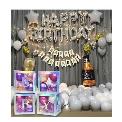 China Party Decoration BABY Letters Birthday Party Decoration Transparent Balloon Box for sale