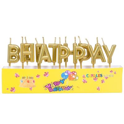 China Party Decoration Birthday Candles Craft Letter Gold Plated Candle Lights Cake Baking Candle Creative Birthday Decoration for sale