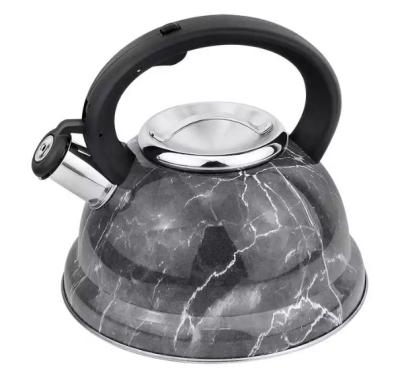 China 3.0L Marble Coating Stainless Steel Tea Kettle Sustainable Whistling Teapot for sale