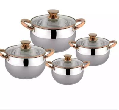 China Sustainable Small Pot Picnic Tableware Steamer 8pcs Nonstick Cookware Stainless Steel Cookware Set Set Best Selling for sale