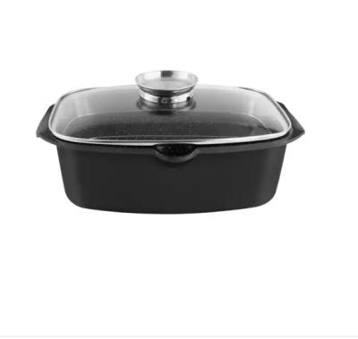 China Amazing Fish Bin Fish Stock Pot Casserole Set 32cm Sustainable Aluminum Stick Cookware Non In Stock Cooking Pot With Glass for sale