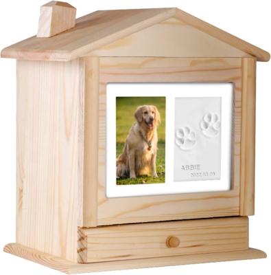 China Stored Custom Solid Wooden Casket Boxes Home Art Cat Pet Urns For Dogs Ashes Dog Urn Casket Gift Boxes for sale