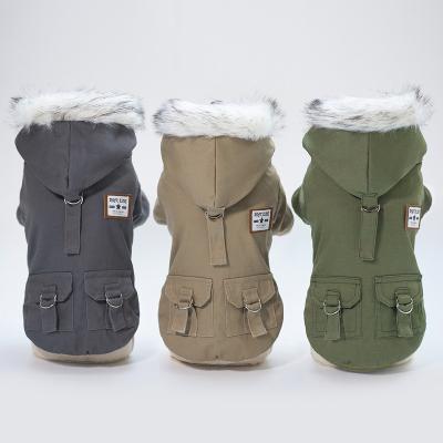 China 2022 Pet Clothing Private Label Pet Clothing Dog Clothing Autumn Cat Winter Luxury Stocked Military Coat Cotton Stocked Military Coat for sale