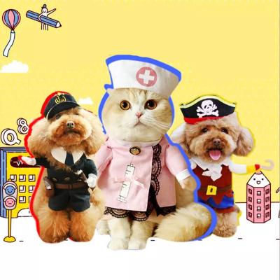 China New Stocked Halloween Funny Pet Clothes Pirate Dog Cat Costume Suit Corsair Dressing Up Party Dress Up Clothes For Cat Dog Plus Hat for sale