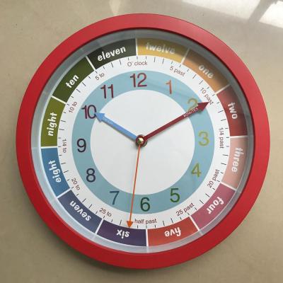 China 10 Inch Children Kids Time Time Teaching Plastic Round Wall Clock for sale