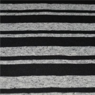 China DIMENSIONS Single Side Stripe Women Tank Top Dyed Yarn Weaving Linen Polyester Knitted Canvas Fabric For Dress for sale