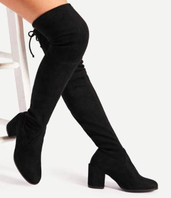 China Sexy Deeply Unique Fashion Trend Stretch Faux Suede Over The Knee Boots Thigh High Heel Boots for sale