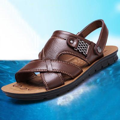 China 2022 High Quality Open Toe Casual Beach Slippers Fashion Summer Large Size Anti-slippery Leather Sandals For Men for sale