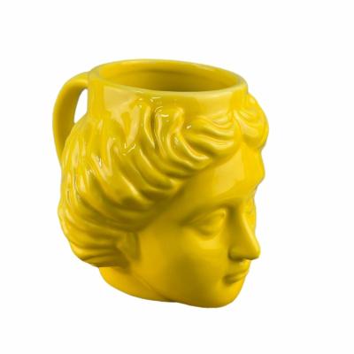 China Large Capacity David Success Amazon Sculpture Office In Head Disposable Cup Personalized Coffee Office Decoration Cups Ceramic 3d Mugs for sale