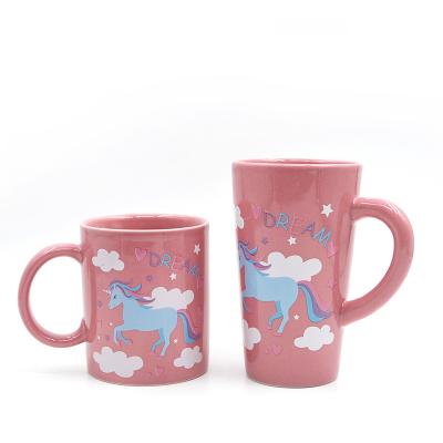 China 2022 New Design Viable Gift Custom Pink Kids Unicorn Ceramic Mugs Coffee Cups for sale