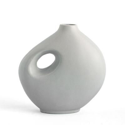 China Minimalist Interior Accessories Gray Ceramic Flower Cheap Eco-friendly Ceramic Price Factory Vase Flower Vase for sale