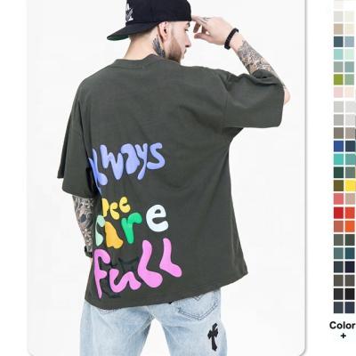 China Custom high quality Anti-wrinkle tie dye Hip Hop plus size oversize polyester cotton vintage white plain white men's breath print tee for sale