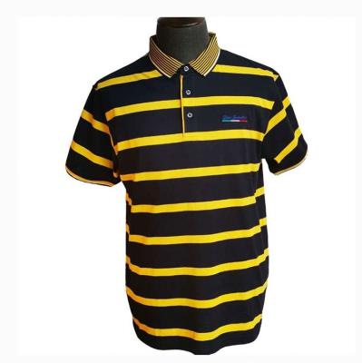 China Plus Size CUSTOM DESIGN MEN'S GOLF CVC FABRIC STRIPE POLO T-SHIRT YARNDYED for sale