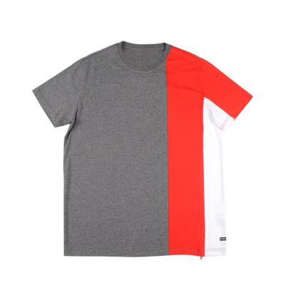 China Hot Sale Anti-Wrinkle Men's Cotton Spring Summer Gym Sport Panel Zipper Panel Slim Fit T-Shirt Anti-Wrinkle Poly for sale