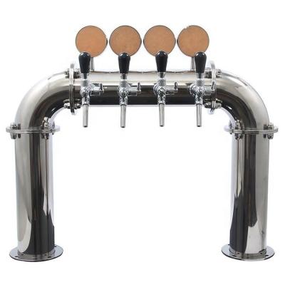 China Disposable U Type Stainless Steel 4 Faucet Tower 50mm Beer Equipment Draft Beer Dispensing Tower for sale