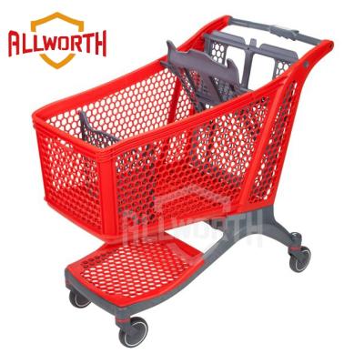 China Unfolding Store Cheap Fixtures Plastic Supermarket Trolley for sale